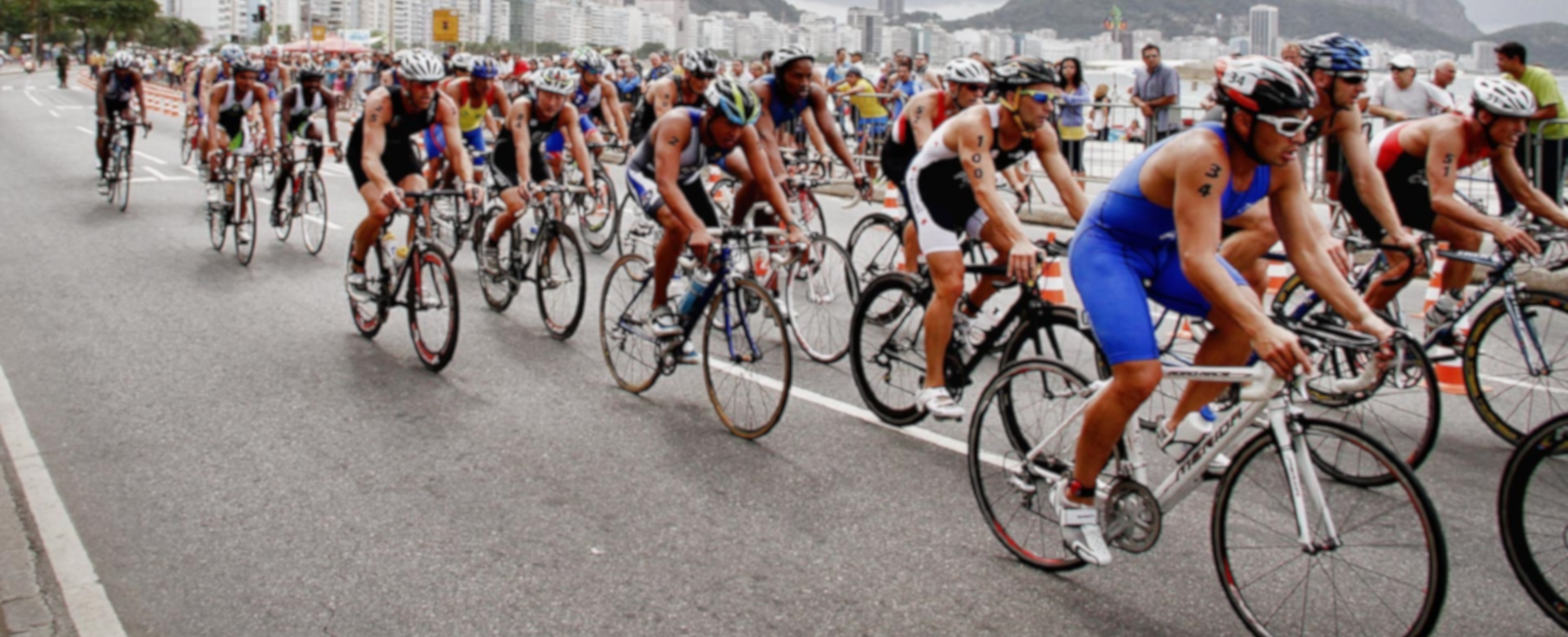 Many bicycles competing